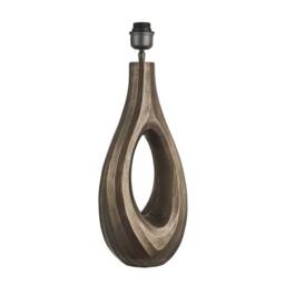 Industville Ornate Ellipse Table Lamp - Brass - Cotton Round Rectangle Shade in Metallic Gold - Size: Medium - thumbnail 3