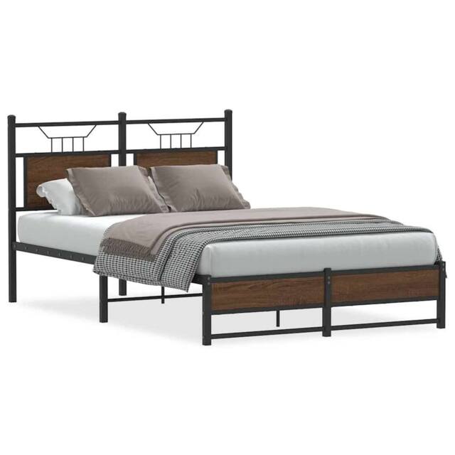 Berkfield Home Bed Frame without Mattress Brown Oak 120x200 cm Engineered Wood - Size: Small Double - image 1