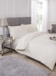 New Edge Blinds Percale Collection 180 Thread Count Percale Fitted Sheet in Cream - Size: King - thumbnail 2