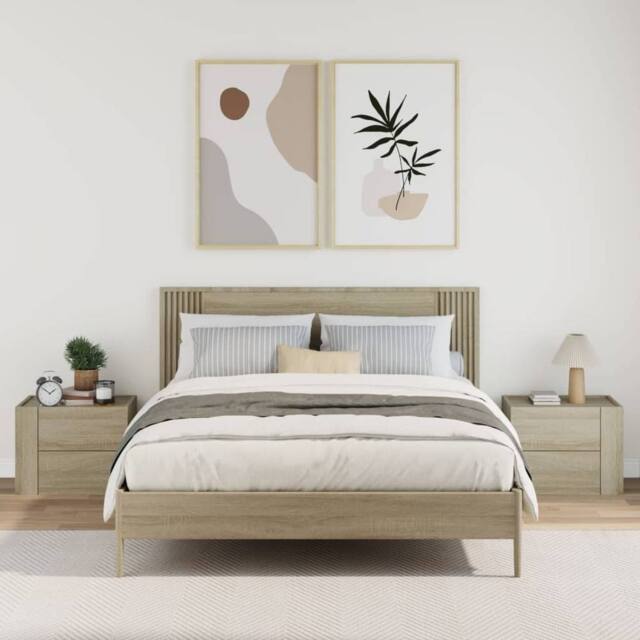 Berkfield Home Decorative Wall-mounted Bedside Cabinets 2 pcs Sonoma Oak 45x30x35 cm in Light Oak - Size: 45 x 30 x 35 cm - image 1