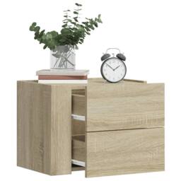 Berkfield Home Decorative Wall-mounted Bedside Cabinets 2 pcs Sonoma Oak 45x30x35 cm in Light Oak - Size: 45 x 30 x 35 cm - thumbnail 2