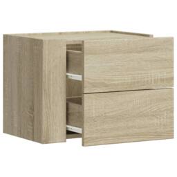 Berkfield Home Decorative Wall-mounted Bedside Cabinets 2 pcs Sonoma Oak 45x30x35 cm in Light Oak - Size: 45 x 30 x 35 cm - thumbnail 8