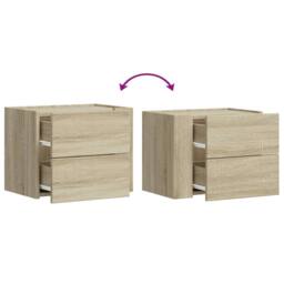 Berkfield Home Decorative Wall-mounted Bedside Cabinets 2 pcs Sonoma Oak 45x30x35 cm in Light Oak - Size: 45 x 30 x 35 cm - thumbnail 9