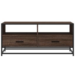 Berkfield Home Coffee Table Brown Oak 100x50x45 cm Engineered Wood & Metal - Size: 100 x 50 x 45 cm - thumbnail 5