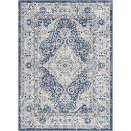 Livabliss Jolie-Vintage Blue Grey Beige Black Traditional Boho Living Dining Bedroom Rug - Size: 200 cm x 275 cm - thumbnail 2