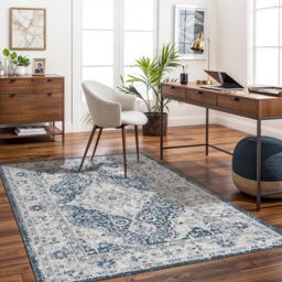Livabliss Jolie-Vintage Blue Grey Beige Black Traditional Boho Living Dining Bedroom Rug - Size: 200 cm x 275 cm - thumbnail 7