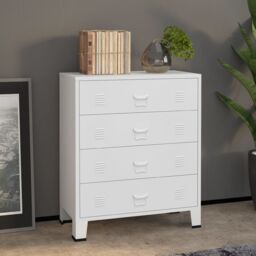 Berkfield Home Industrial Drawer Cabinet White 78x40x93 cm Metal - Size: 78 x 40 x 93 cm - thumbnail 1