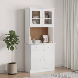 Berkfield Home Highboard ALTA White 77x35x165 cm Solid Wood Pine - Size: 77 x 35 x 165 cm - thumbnail 2