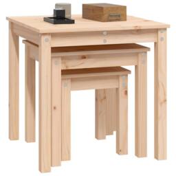 Berkfield Home Nesting Tables 3 pcs Solid Wood Pine in Light Brown - thumbnail 5