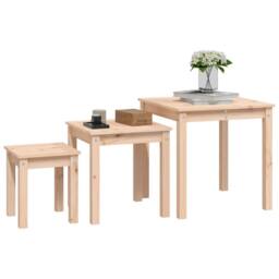 Berkfield Home Nesting Tables 3 pcs Solid Wood Pine in Light Brown - thumbnail 4