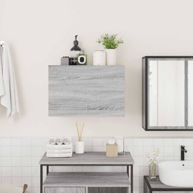 Berkfield Home Decorative Bathroom Wall Cabinet Grey Sonoma 60x25x40 cm Engineer - Size: 60 x 25 x 40 cm - image 1