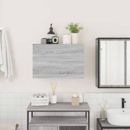 Berkfield Home Decorative Bathroom Wall Cabinet Grey Sonoma 60x25x40 cm Engineer - Size: 60 x 25 x 40 cm - thumbnail 1