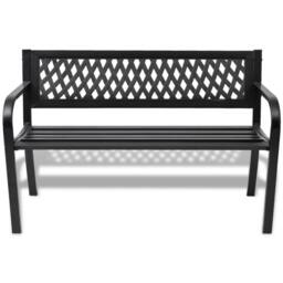 Berkfield Home Garden Bench 118 cm Steel Black - thumbnail 1