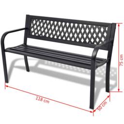 Berkfield Home Garden Bench 118 cm Steel Black - thumbnail 4