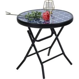 VOGREX PHI VILLA Foldable Side Table, Garden Coffee Table in Blue