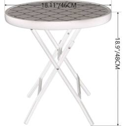 VOGREX PHI VILLA Foldable Side Table, Garden Coffee Table in Blue - thumbnail 2