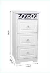 Home Source Wooden 3 Drawer Chest Storage Bedroom Organiser Bedside Tallboy in White - thumbnail 7