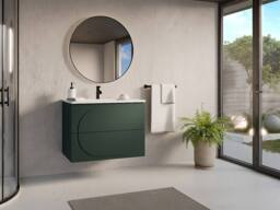 Vente-unique Wall-Hung Bathroom Unit With Inset Basin - Green - 80 Cm - VUTOMA - thumbnail 1