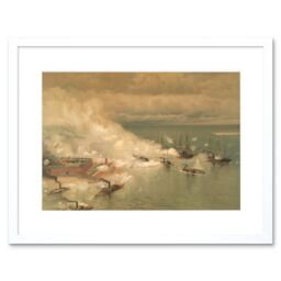 "Artery8 Wall Art Print Davidson Battle Mobile Bay USA Framed in White - Size: W7"" x H9""" - thumbnail 1