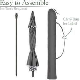 Christow Portable Beach Parasol Tilting Garden Sunshade Umbrella UV Resistant 2m in Grey - thumbnail 6
