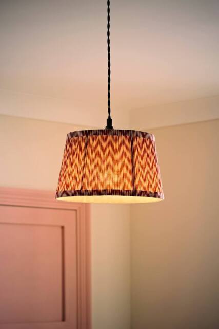 ValueLights Saffira Pleat Taper Chevron Easy Fit Pendant Lamp Shade & Bulb in Bright Pink - Size: Small - image 1