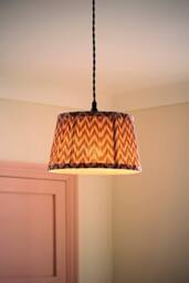 ValueLights Saffira Pleat Taper Chevron Easy Fit Pendant Lamp Shade & Bulb in Bright Pink - Size: Small - thumbnail 1