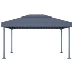 Berkfield Home Gazebo with LED String Lights 400x300 cm Anthracite Aluminium in Black - thumbnail 5