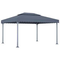 Berkfield Home Gazebo with LED String Lights 400x300 cm Anthracite Aluminium in Black - thumbnail 3