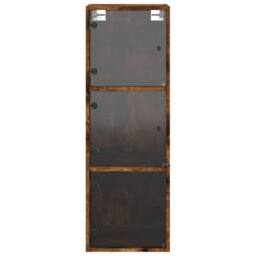 Berkfield Home Wall Cabinet with Glass Doors Smoked Oak 35x37x100 cm in Brown - Size: 35 x 37 x 100 cm - thumbnail 6