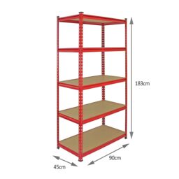 Monstershop Monster Racking Z-Rax Extra Strong Steel Shelves, Red, 90cm W, 45cm D in Red - thumbnail 5