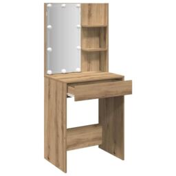 Berkfield Home Dressing Table with LED Artisan Oak 60x40x140 cm - Size: 60 x 40 x 140 cm - thumbnail 3