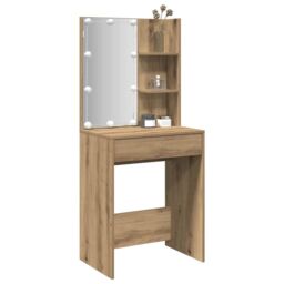 Berkfield Home Dressing Table with LED Artisan Oak 60x40x140 cm - Size: 60 x 40 x 140 cm - thumbnail 1