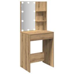 Berkfield Home Dressing Table with LED Artisan Oak 60x40x140 cm - Size: 60 x 40 x 140 cm - thumbnail 7