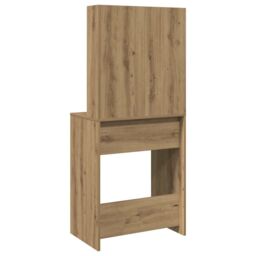 Berkfield Home Dressing Table with LED Artisan Oak 60x40x140 cm - Size: 60 x 40 x 140 cm - thumbnail 9