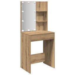 Berkfield Home Dressing Table with LED Artisan Oak 60x40x140 cm - Size: 60 x 40 x 140 cm - thumbnail 2