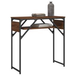 Berkfield Home Console Table with Shelf Brown Oak 75x30x75cm Engineered Wood - Size: 75 x 30 x 75 cm - thumbnail 3