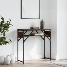 Berkfield Home Console Table with Shelf Brown Oak 75x30x75cm Engineered Wood - Size: 75 x 30 x 75 cm - thumbnail 1