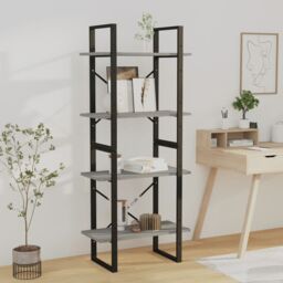 Berkfield Home 4-Tier Book Cabinet Grey Sonoma 60x30x140 cm Engineered Wood - Size: 60 x 30 x 140 cm - thumbnail 1