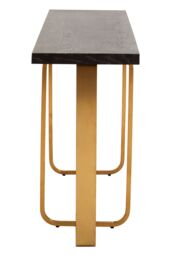 Orsina Console Table, Sleek Tempered Glass Top on Gold-Finish Metal Frame, Dual-Tier Open-Frame Console for Hallway in Gold - thumbnail 2