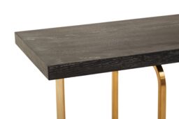 Orsina Console Table, Sleek Tempered Glass Top on Gold-Finish Metal Frame, Dual-Tier Open-Frame Console for Hallway in Gold - thumbnail 4