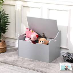 Havendro WOODEN TOY BOX LARGE GREY STORAGE UNIT KIDS TOYS - Size: 100 cm - thumbnail 2