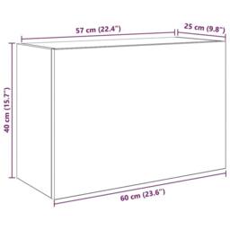 EONLION Wall Cabinet Black 60x25x40 cm - Size: 60 x 25 x 40 cm - thumbnail 2