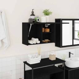 EONLION Wall Cabinet Black 60x25x40 cm - Size: 60 x 25 x 40 cm - thumbnail 1