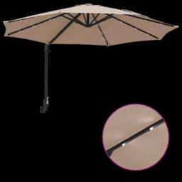 Berkfield Home Wall-mounted Garden Parasol with LEDs Taupe 248 cm - thumbnail 9