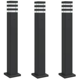Berkfield Home Outdoor Floor Lamps with Outlet 3pcs Black 80 cm Aluminium - thumbnail 3