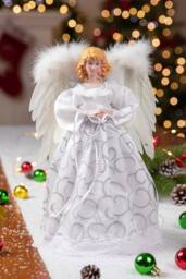 Living and Home Angel Christmas Tree Topper with LED Lights Home Decor in White