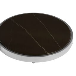 Orsina Two Tier End Table With Black Marble Inserts, Glass Round Side Table, Silver Finish Side Table, Sofa Side Table - thumbnail 5