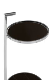 Orsina Two Tier End Table With Black Marble Inserts, Glass Round Side Table, Silver Finish Side Table, Sofa Side Table - thumbnail 4