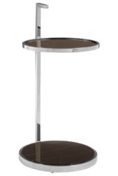 Orsina Two Tier End Table With Black Marble Inserts, Glass Round Side Table, Silver Finish Side Table, Sofa Side Table - thumbnail 3