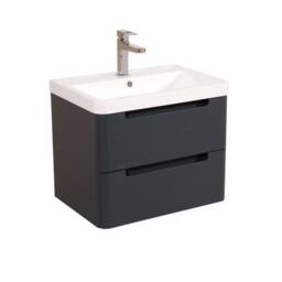 Bathroom Kingdom Monza Grey Wall Hung Slimline Basin Drawer Vanity 600mm - thumbnail 1